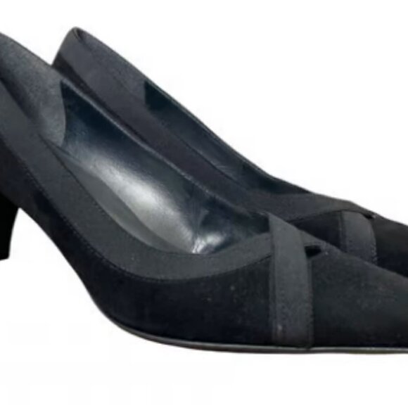 Stuart Weitzman Black Suede Russell Bromley Kitten Heels - Picture 14 of 14